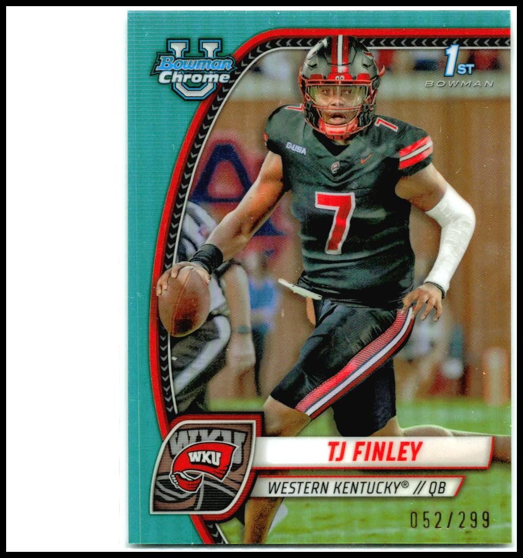 2024 Bowman University Chrome Aqua Refractor /299 #191 TJ Finley Hilltoppers