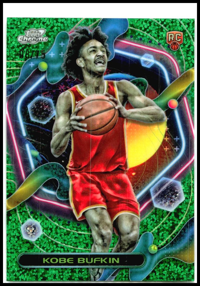 2023-24 Chrome Cosmic Green Space Dust Refractors #164 Kobe Bufkin Rookie Hawks