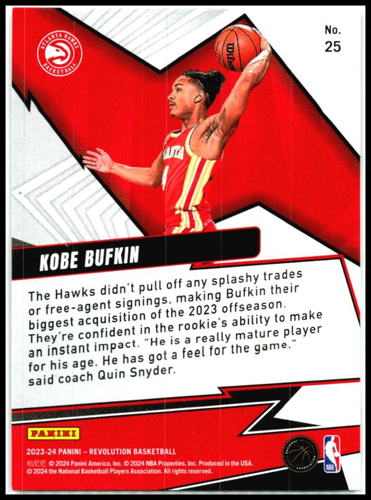 2023-24 Panini Revolution Shock Wave #25 Kobe Bufkin Atlanta Hawks
