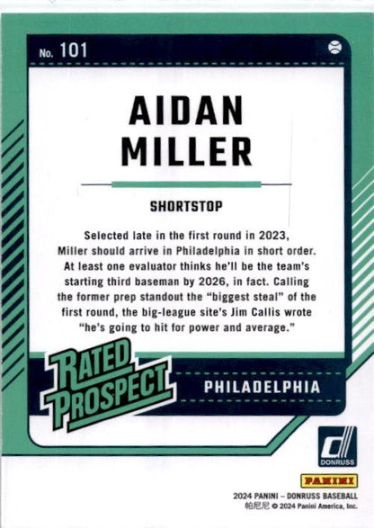 2024 Donruss #101 Aidan Miller Philadelphia Phillies