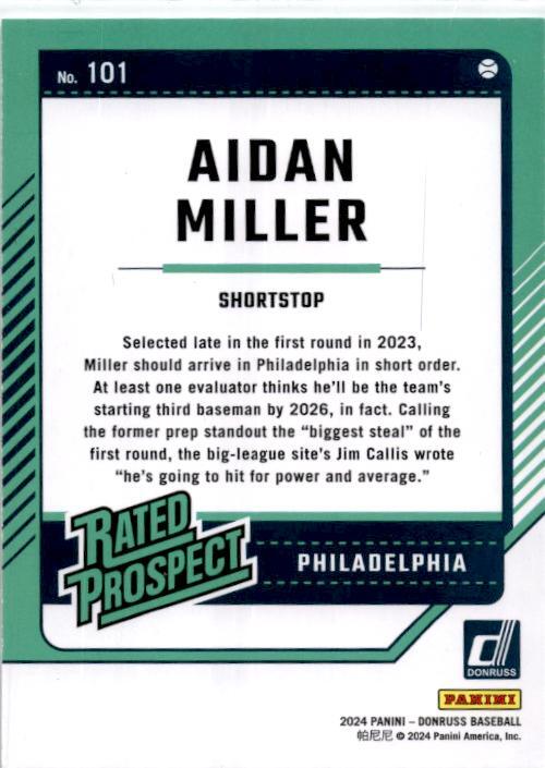 2024 Donruss #101 Aidan Miller Philadelphia Phillies