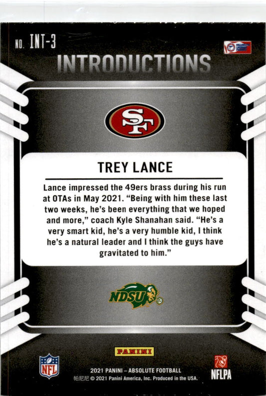 2021 Absolute Introductions #INT-3 Trey Lance  North Dakota State Bison / 49ers