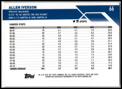 2023-24 Topps Chrome #66 Allen Iverson Philadelphia 76ers