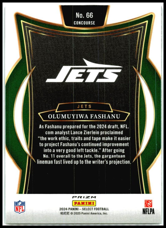 2024 Panini Select Black & Green Prizm Shock #66 Olumuyiwa Fashanu Rookie Jets