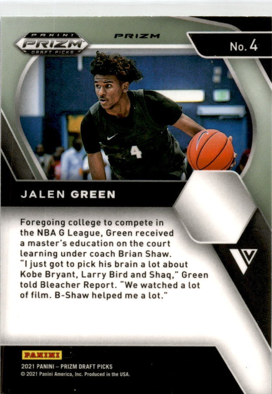 2021 Panini Prizm Draft Picks Green #4 Jalen Green Houston Rockets