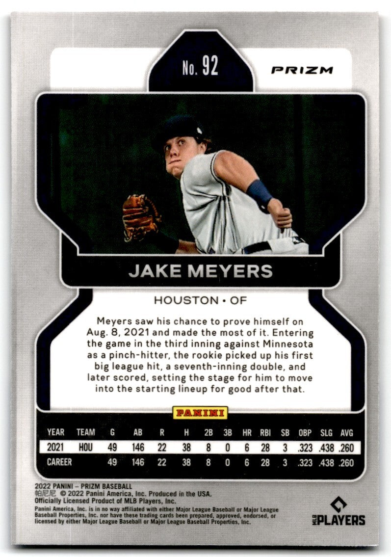 2022 Panini Prizm Red White Blue Jake Meyers Rookie Houston Astros #92
