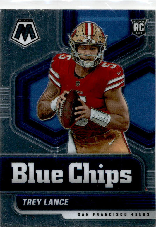 2021 Panini Mosaic Blue Chips #3 Trey Lance San Francisco 49ers