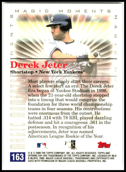 2000 Topps Opening Day #163 Derek Jeter New York Yankees