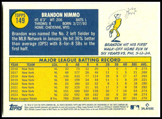 2024 Topps Archives #149 Brandon Nimmo New York Mets