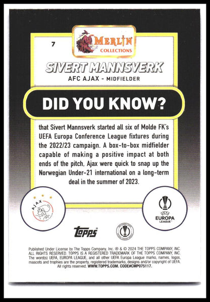 2023-24 Merlin UEFA Club Competitions #7 Sivert Mannsverk