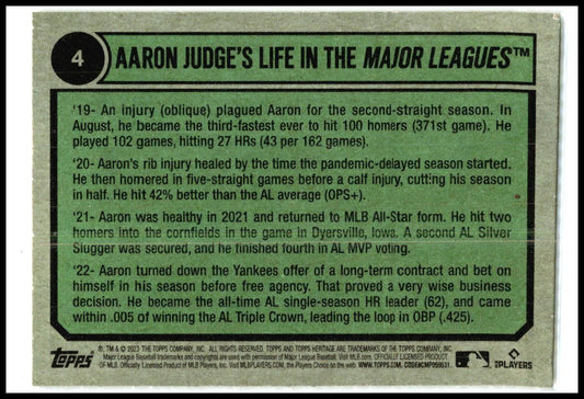 2023 Topps Heritage #4 Aaron Judge New York Yankees