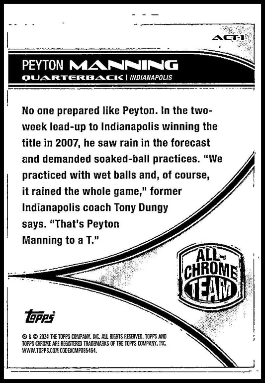 2024 Topps Chrome All Chrome Team Lazer Refractor #ACT-1 Peyton Manning Colts