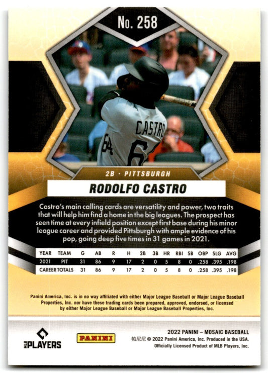 2022 Panini Mosaic Rodolfo Castro Rookie Pittsburgh Pirates #258