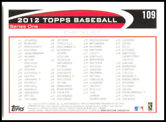 2012 Topps #109 Mariano Rivera New York Yankees