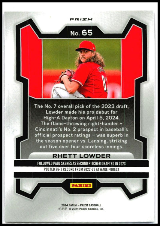 2024 Panini Prizm Pink Ice Prizms #65 Rhett Lowder Cincinnati Reds