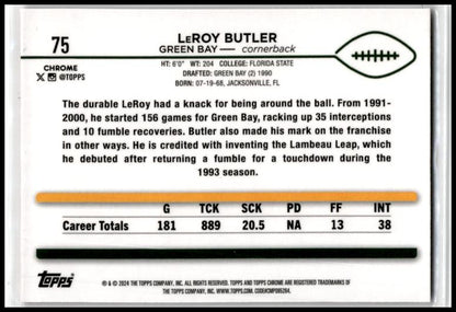 2024 Topps Chrome Pink Refractor #75 LeRoy Butler Green Bay Packers