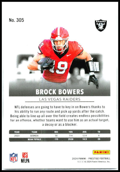 2024 Panini Prestige #305 Brock Bowers Rookie Las Vegas Raiders