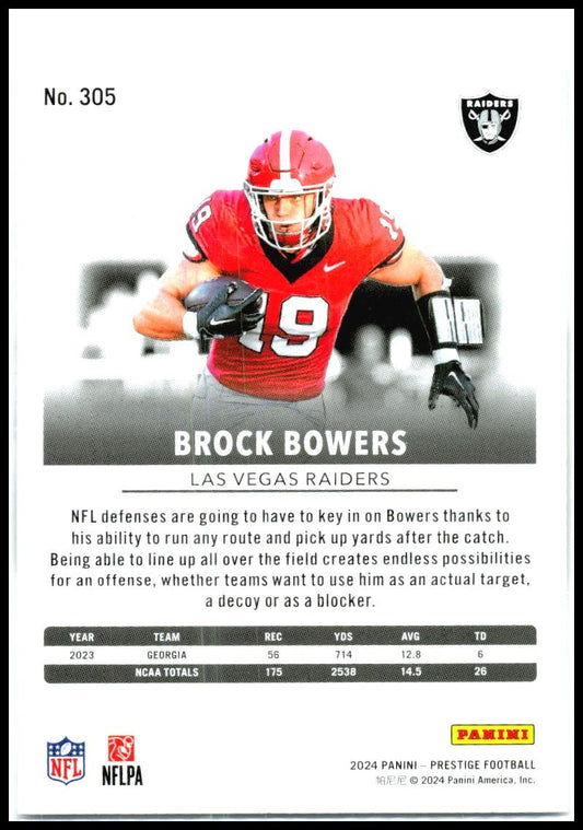 2024 Panini Prestige #305 Brock Bowers Rookie Las Vegas Raiders