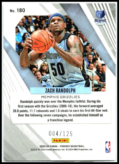 2023-24 Panini Phoenix Seismic #180 Zach Randolph #/125 Memphis Grizzlies