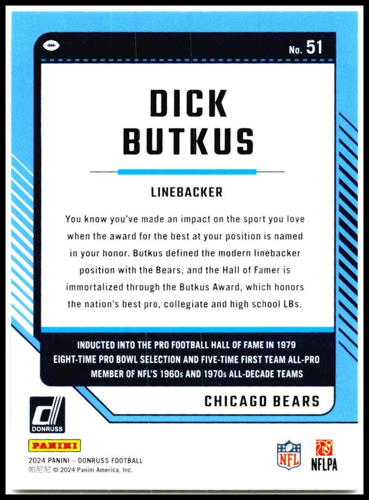 2024 Donruss #51 Dick Butkus Chicago Bears