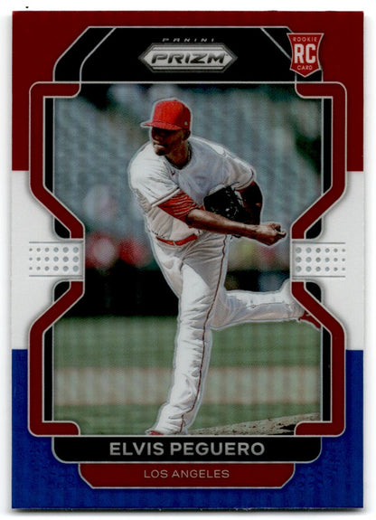 2022 Panini Prizm Red/White/Blue Elvis Peguero Los Angeles Angels #145