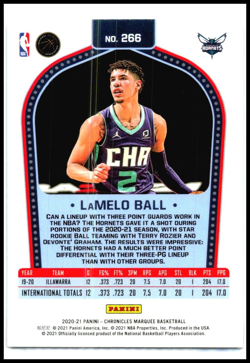 2020-21 Panini Chronicles #266 LaMelo Ball Rookie Charlotte Hornets