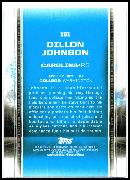 2024 Topps Signature Class Green #191 Dillon Johnson Rookie /150 Panthers