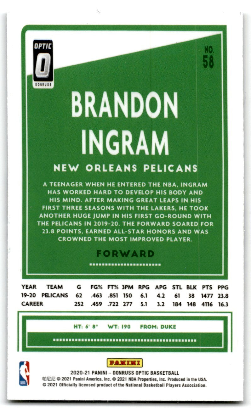 2020-21 Donruss Optic Brandon Ingram New Orleans Pelicans #58