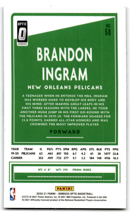 2020-21 Donruss Optic Brandon Ingram New Orleans Pelicans #58