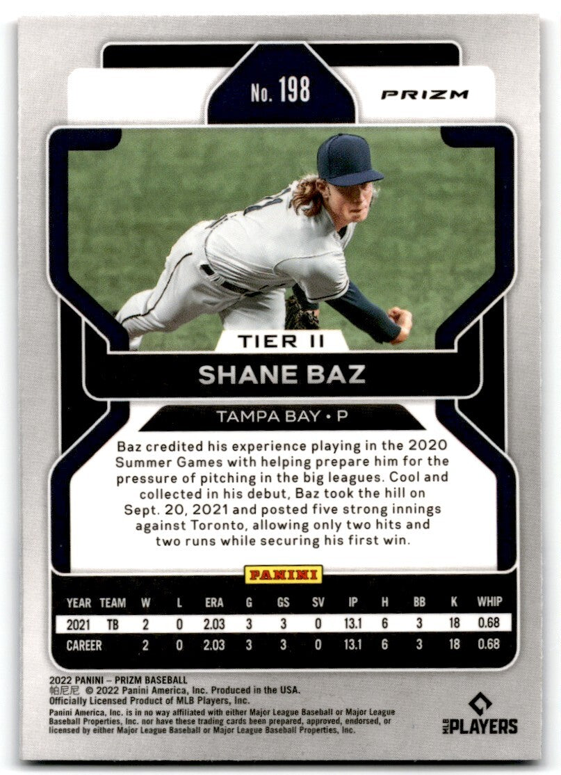2022 Panini Prizm Red/White/Blue Shane Baz Tampa Bay Rays #198