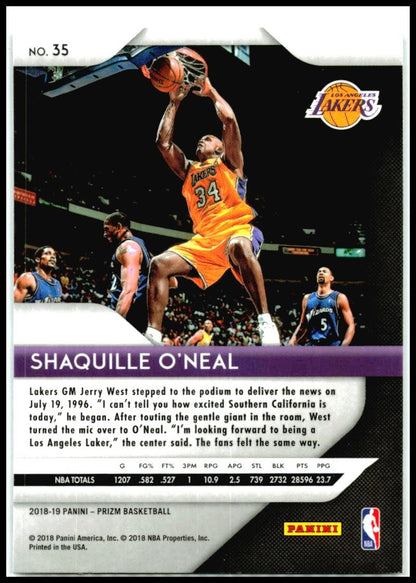 2018-19 Panini Prizm #35 Shaquille O'Neal Los Angeles Lakers