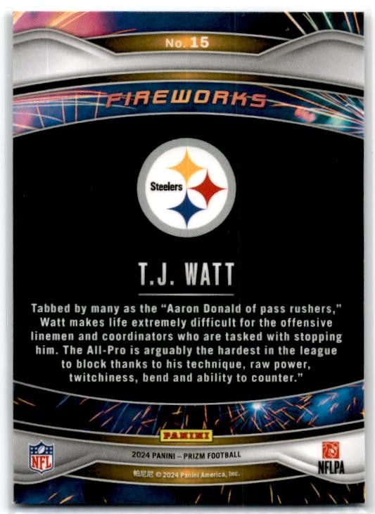 2024 Panini Prizm Fireworks #15 T.J. Watt Pittsburgh Steelers