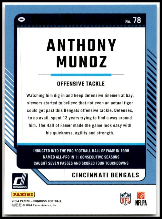 2024 Donruss #78 Anthony Muñoz Cincinnati Bengals