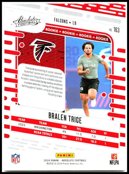 2024 Panini Absolute Retail #163 Bralen Trice Rookie Atlanta Falcons