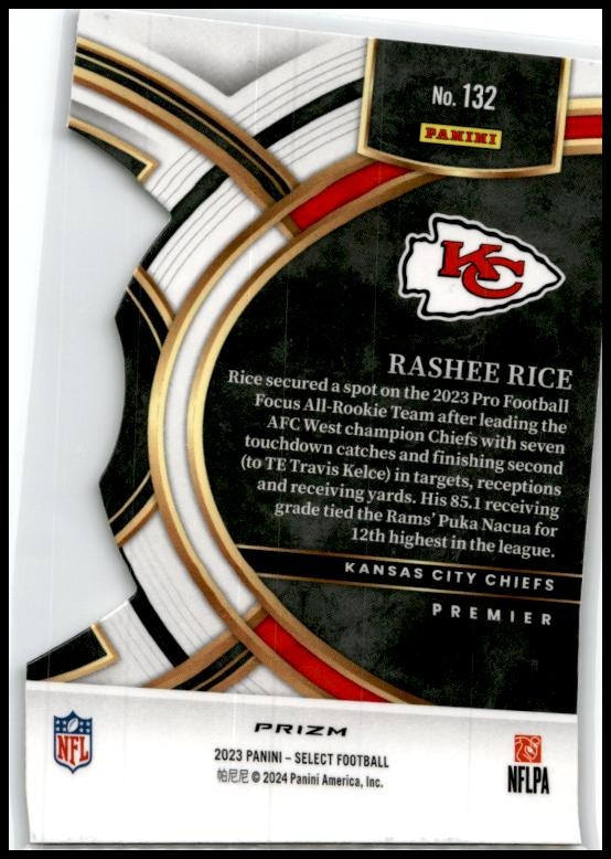 2023 Panini Select Silver Prizms Die Cuts #132 Rashee Rice Rookie Chiefs