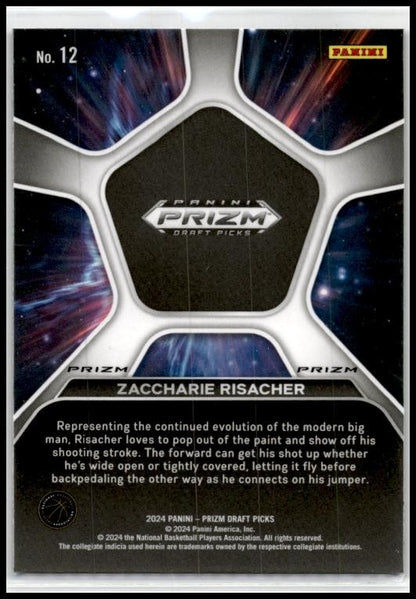 2024 Panini Prizm Draft Picks Deep Space Prizms Silver #12 Zaccharie Risacher