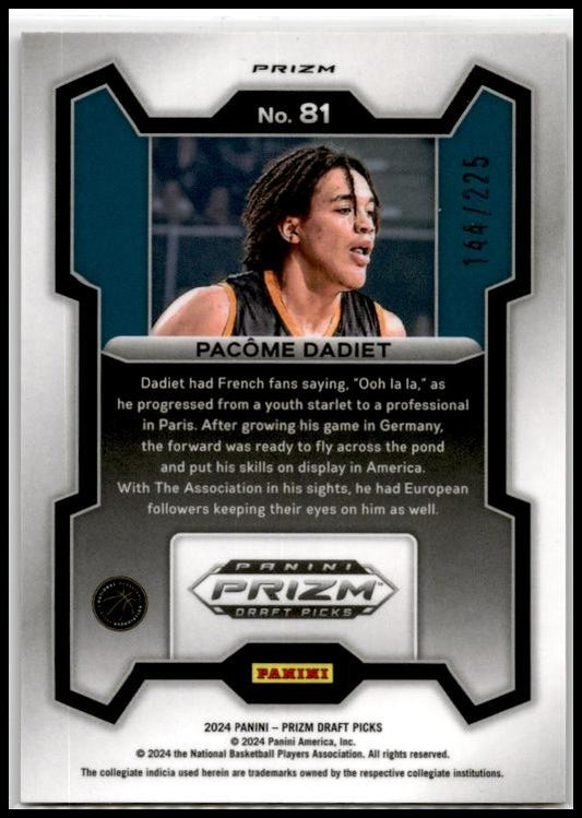 2024 Prizm Draft Picks Red Back #81 Pacome Dadiet New York Knicks