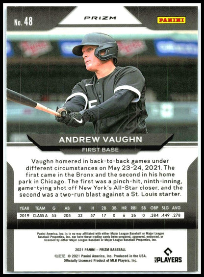 2021 Panini Prizm Red/White/Blue Prizm #48 Andrew Vaughn Chicago White Sox