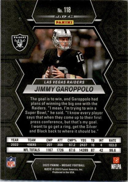 2023 Panini Mosaic Camo Pink Mosaic #118 Jimmy Garoppolo Las Vegas Raiders