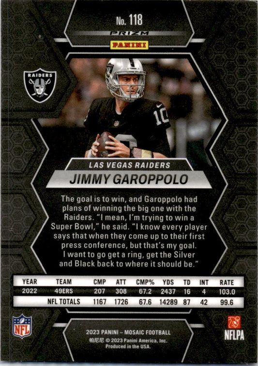 2023 Panini Mosaic Camo Pink Mosaic #118 Jimmy Garoppolo Las Vegas Raiders