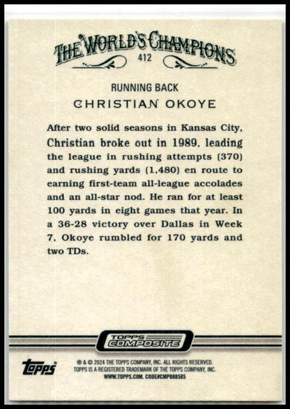 2023 Topps Composite #412 Christian Okoye Kansas City Chiefs