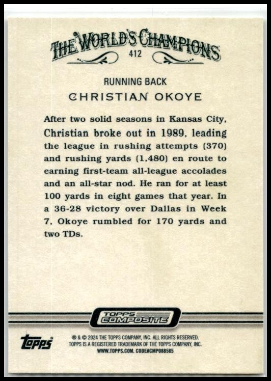 2023 Topps Composite #412 Christian Okoye Kansas City Chiefs