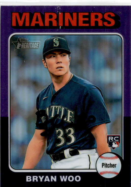 2024 Topps Heritage  Purple Chrome #245 Bryan Woo Seattle Mariners