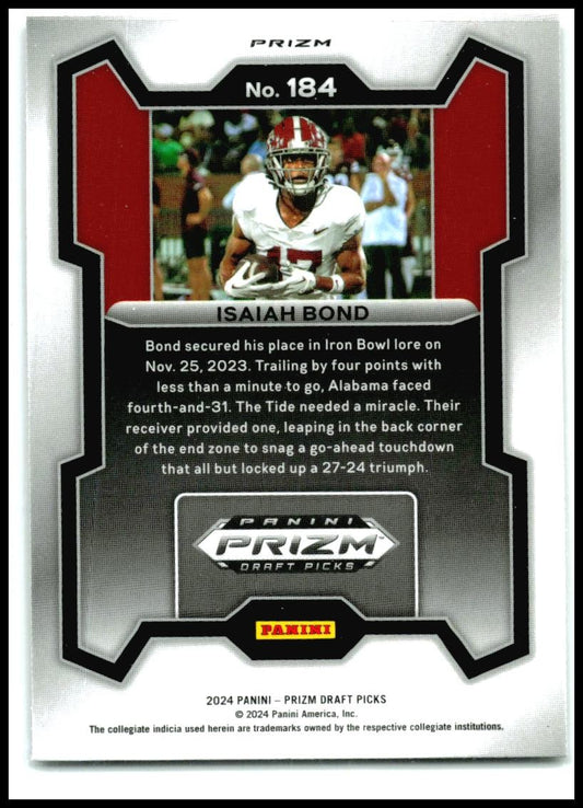 2024 Panini Prizm Draft Picks Silver #184 Isaiah Bond Alabama Crimson Tide
