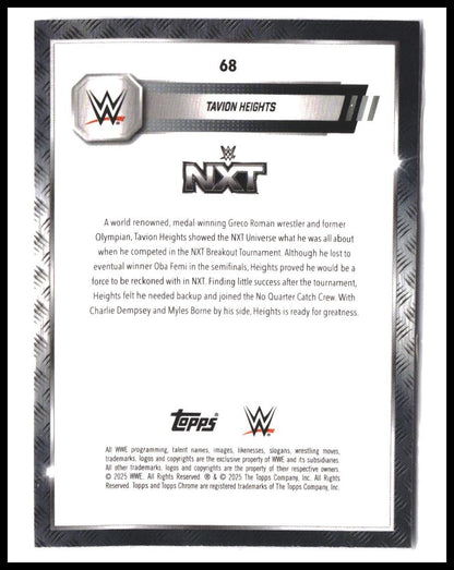 Tavion Heights #68 2025 Topps Chrome WWE Rookie RC