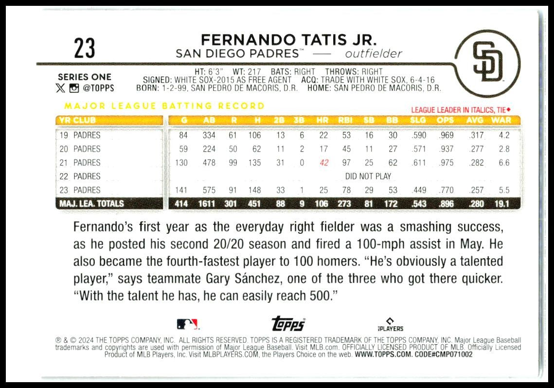 2024 Topps All-Star Game #23 Fernando Tatis Jr. San Diego Padres