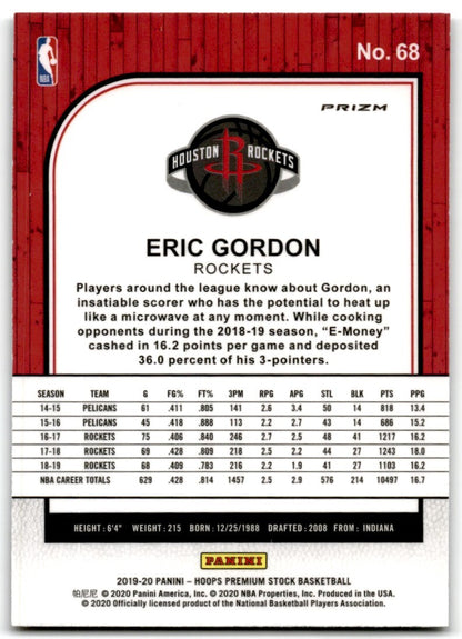 2019-20 Box Set Pulsar Prizm Eric Gordon Houston Rockets #68
