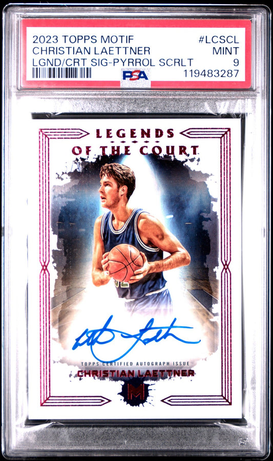 2023 Topps Motif Lgnd/Crt Sig-Pyrrol Scrlt #LCSCL Christian Laettner PSA 9