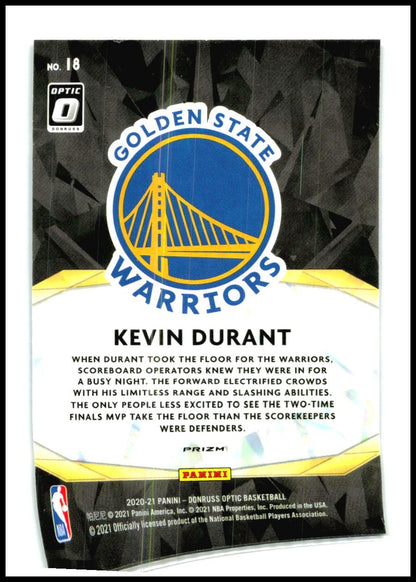 2020-21 Donruss Optic Winner Stays Purple #18 Kevin Durant Golden State Warriors