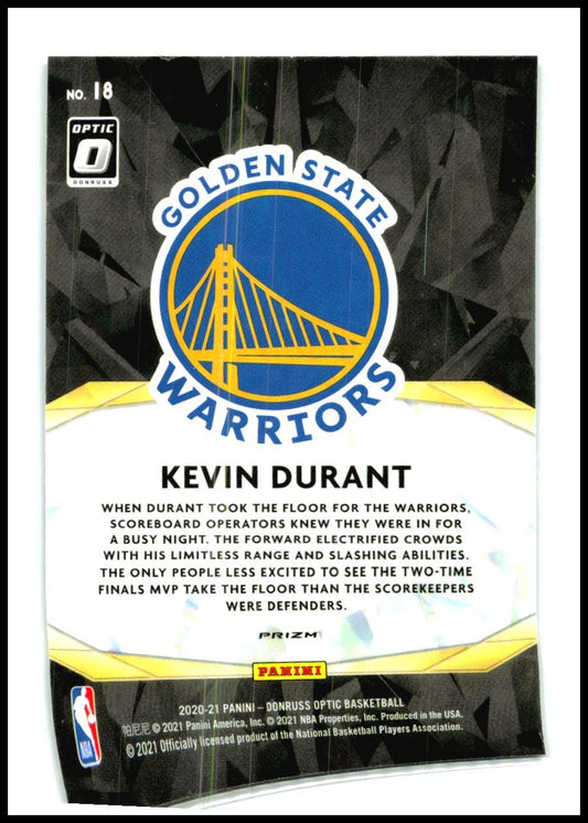 2020-21 Donruss Optic Winner Stays Purple #18 Kevin Durant Golden State Warriors